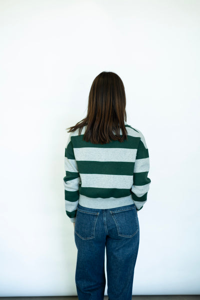 Double collar striped sweater