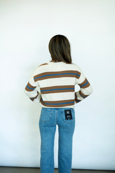 Brown and blue striped sweater