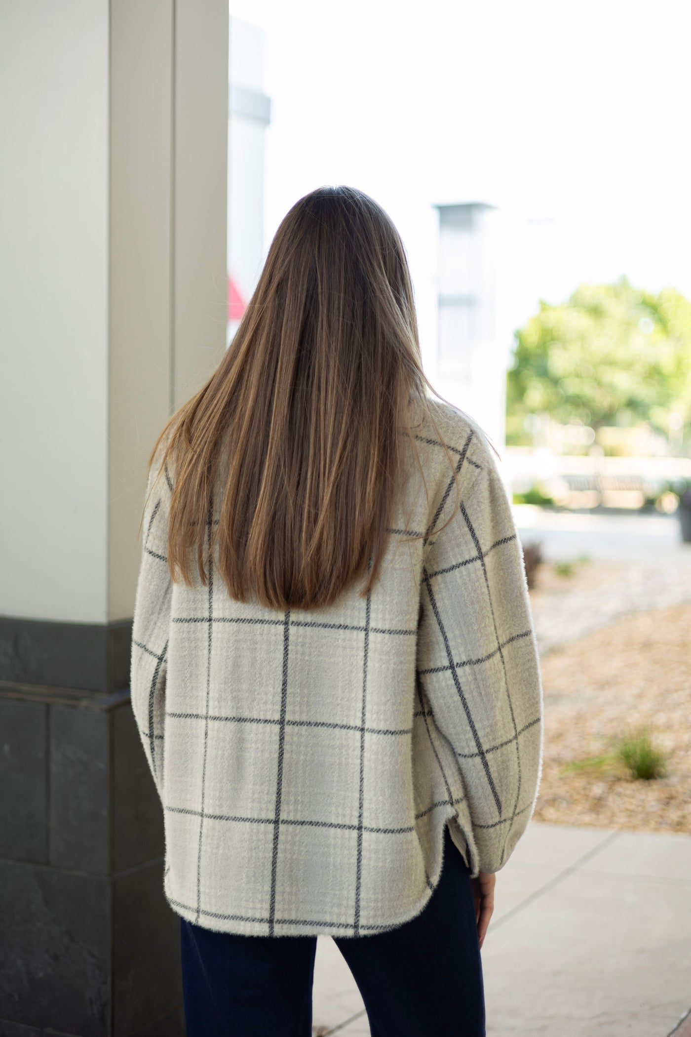 Cream plaid shacket