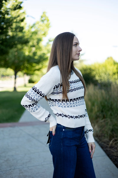 Aztec print women's sweater