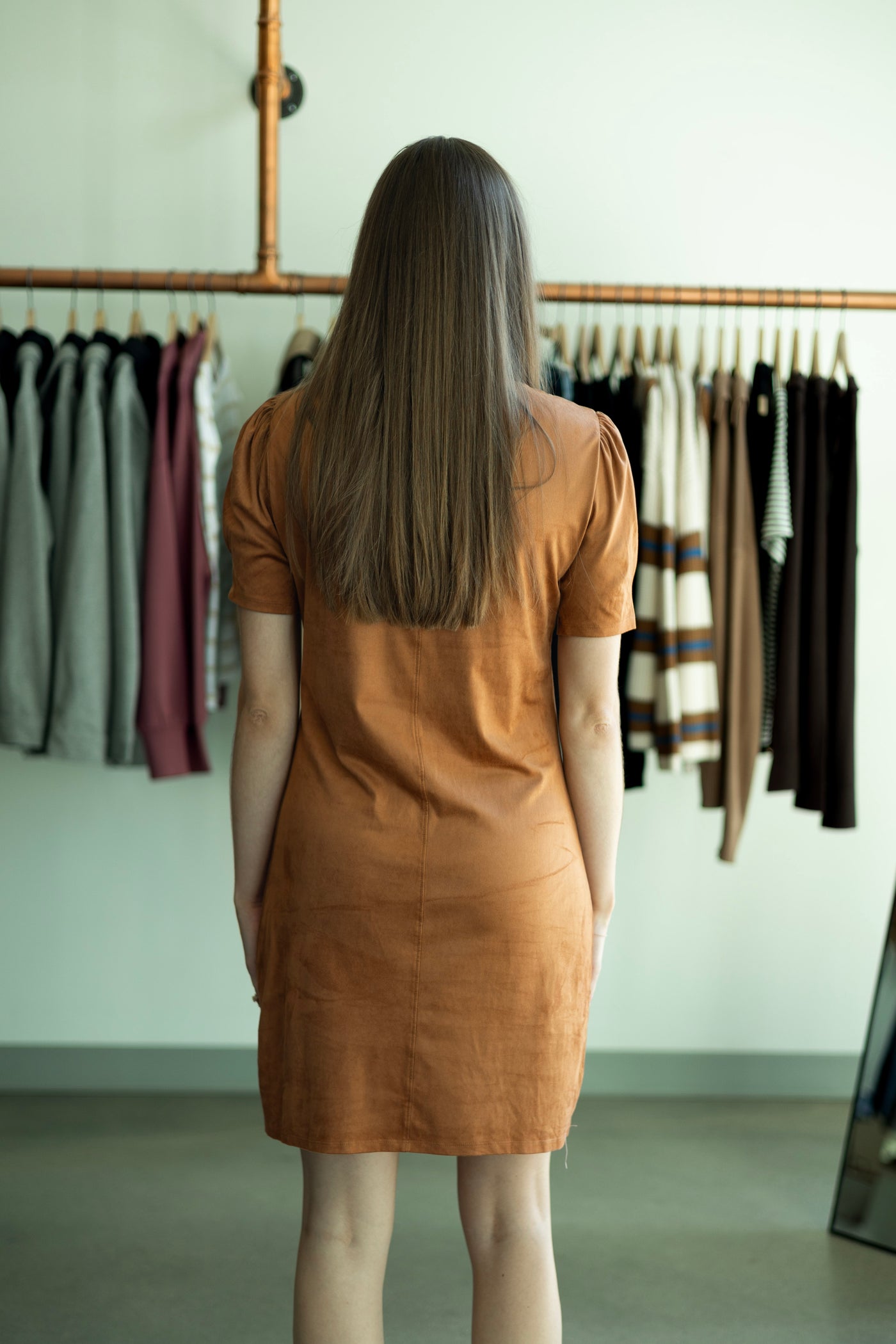 Orange suede dress