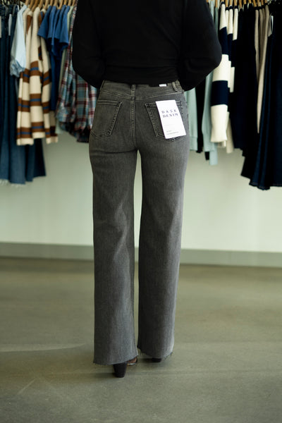Long, wide leg, black jeans for women