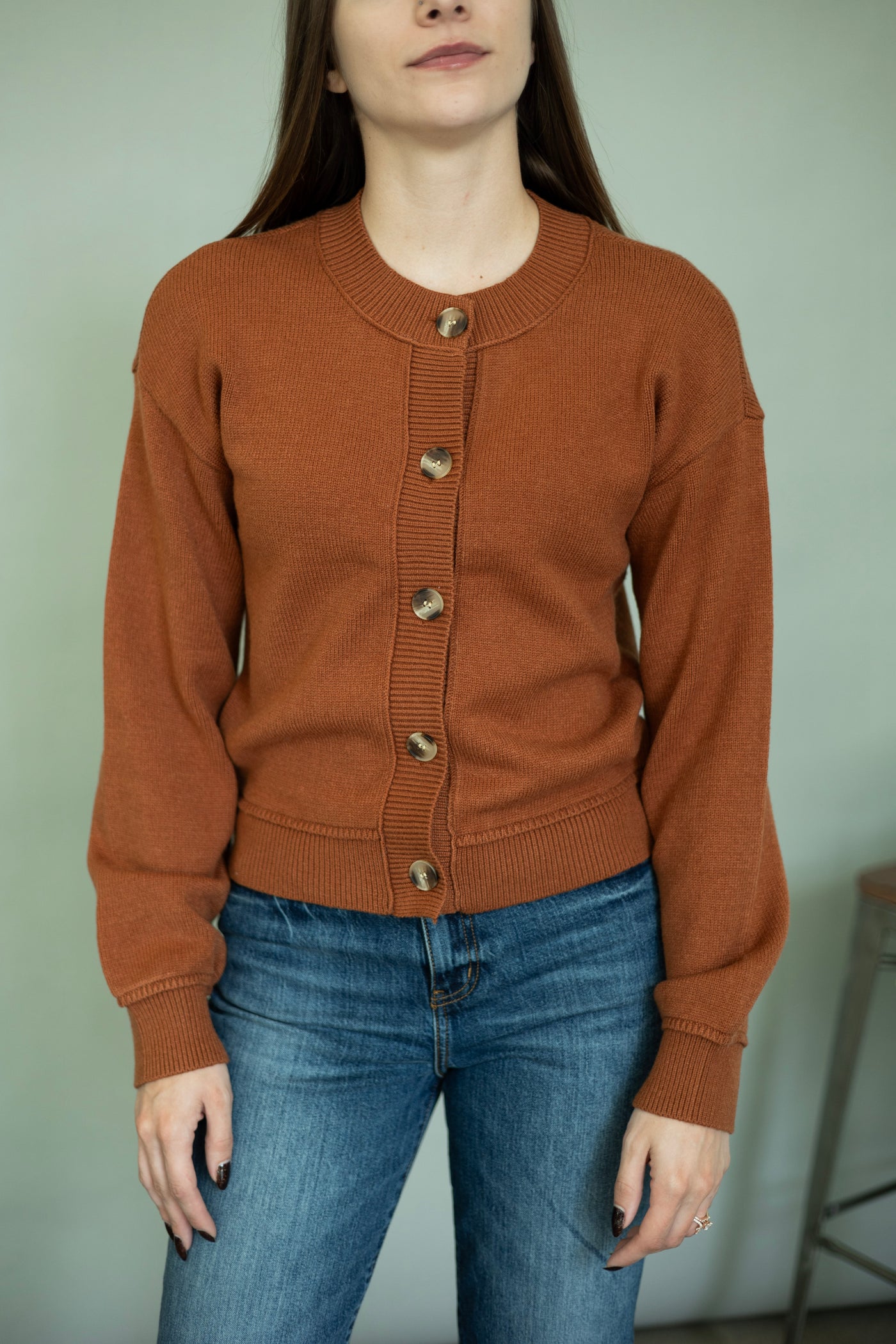 Orange cardigan sweater