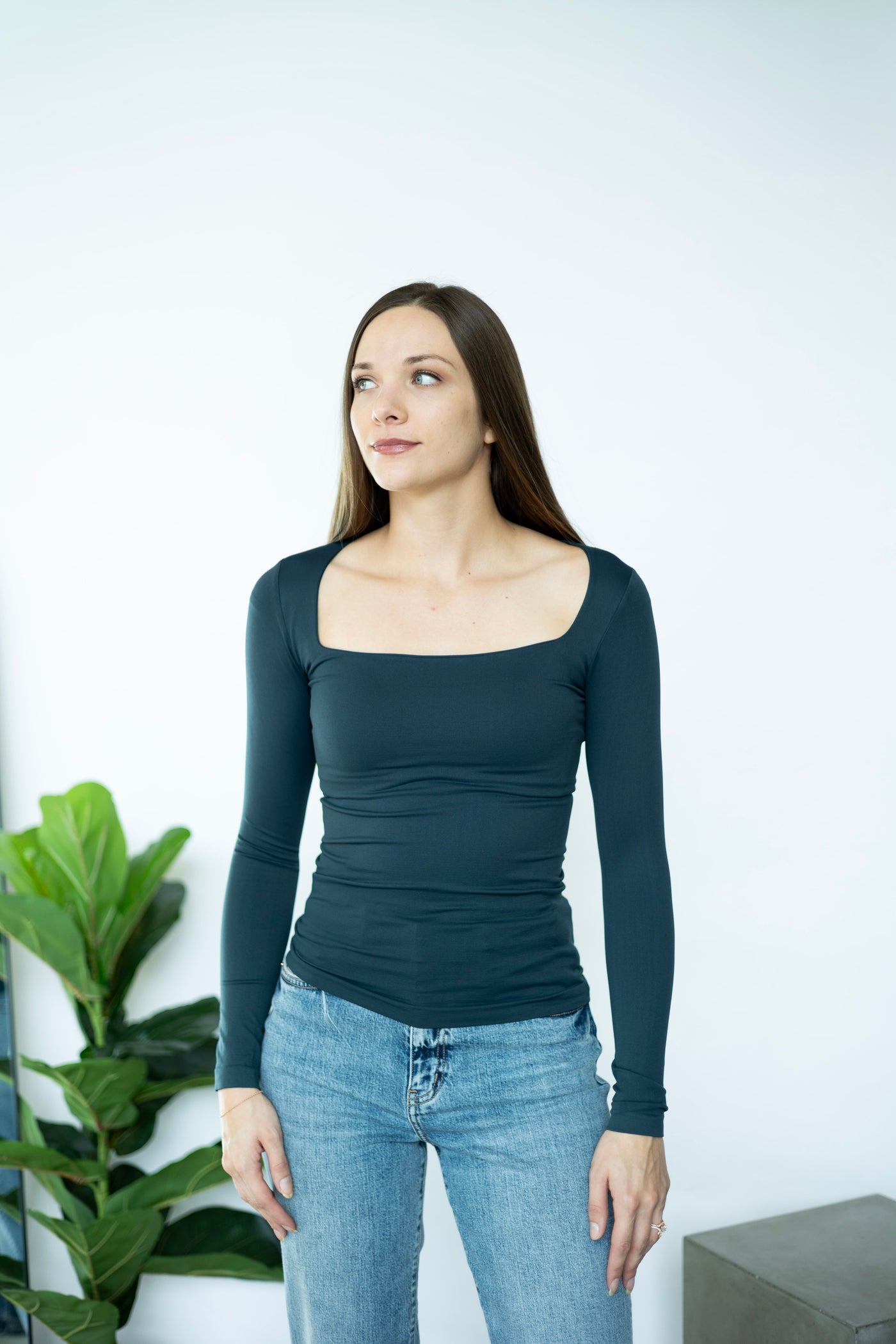 Clean Line Square Neck LS Top