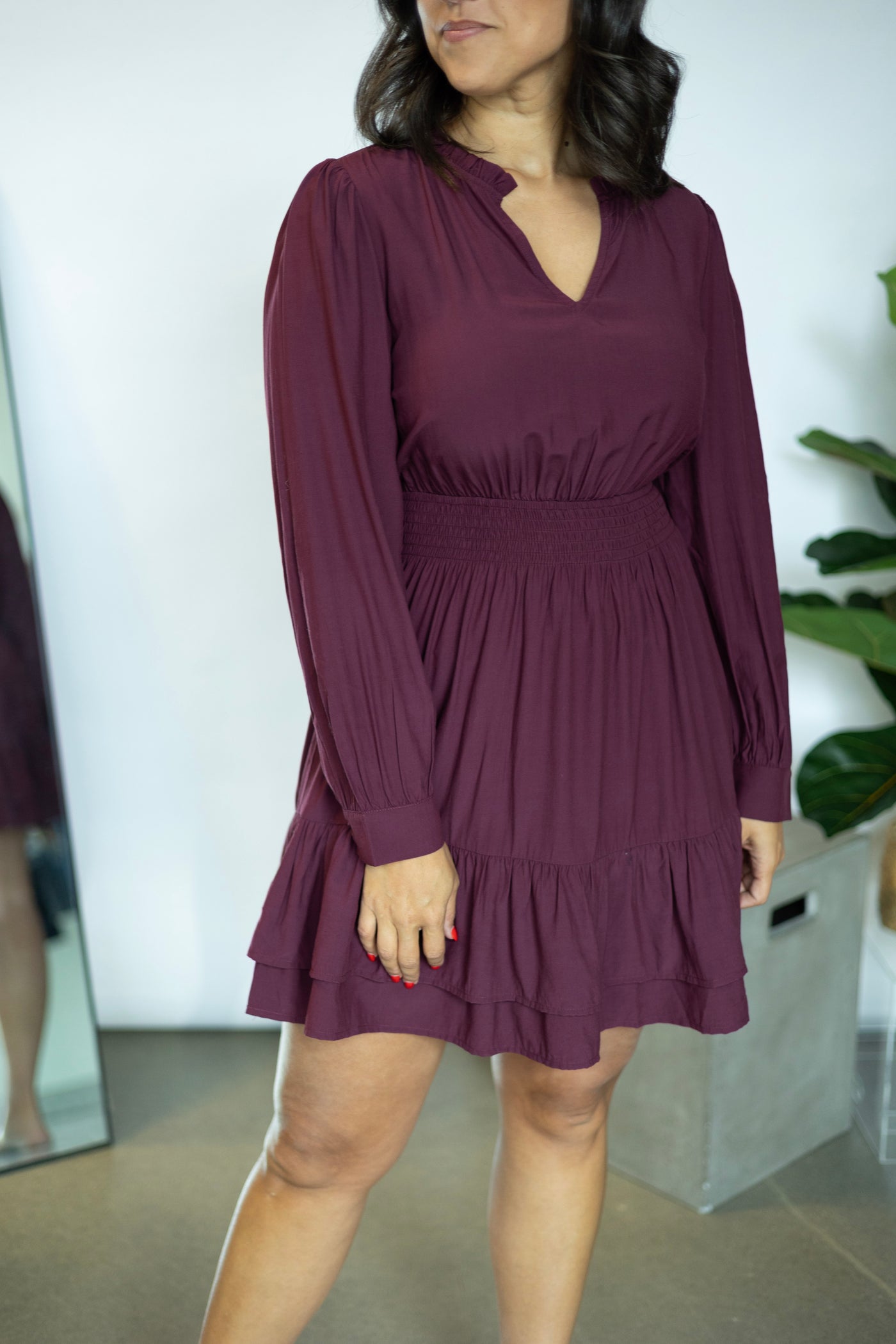Long sleeve purple dress