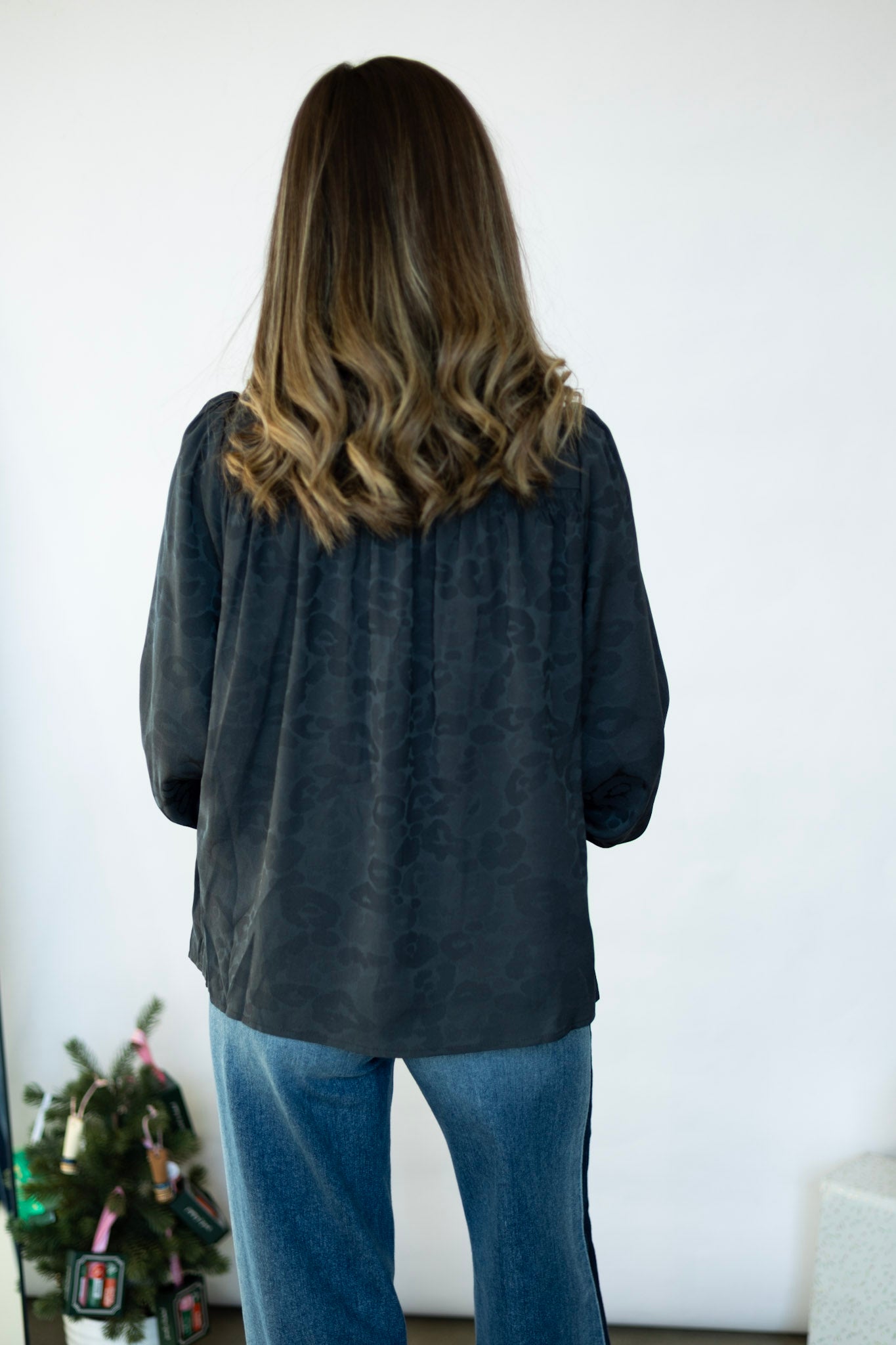 Cheetah print, long sleeve blouse