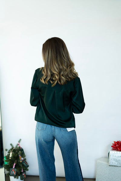 Green button down blouse