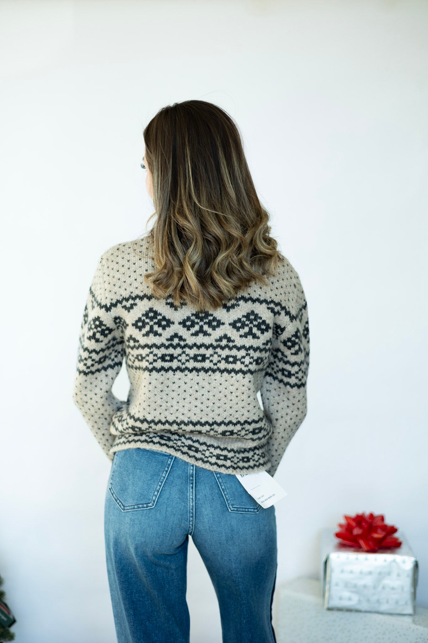 Patterned sweater zip up
