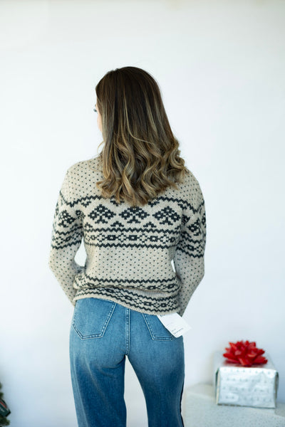Patterned sweater zip up