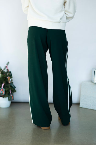 Dark green track pants for women