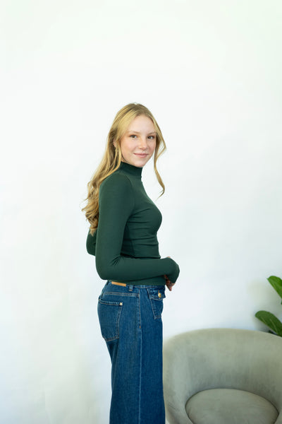 Green mock neck long sleeve