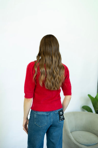 Vibrant red half sleeve sweater