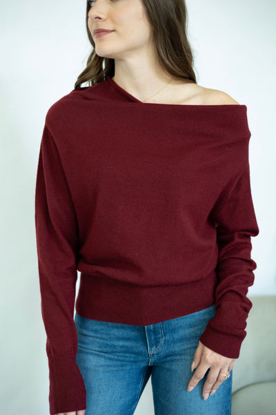Crimson off the shoulder sweater