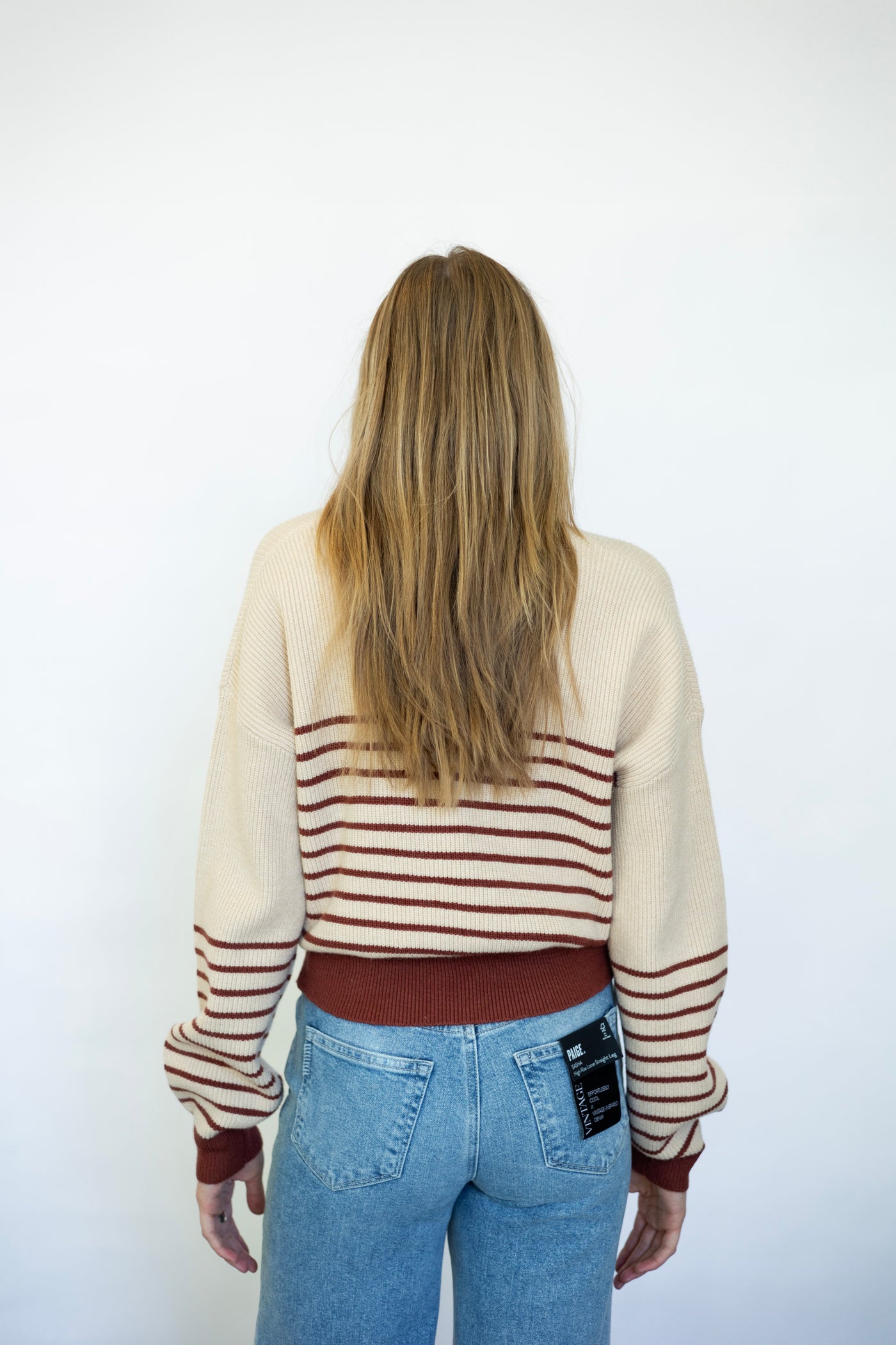 Buttoned Bottom Stripe Sweater