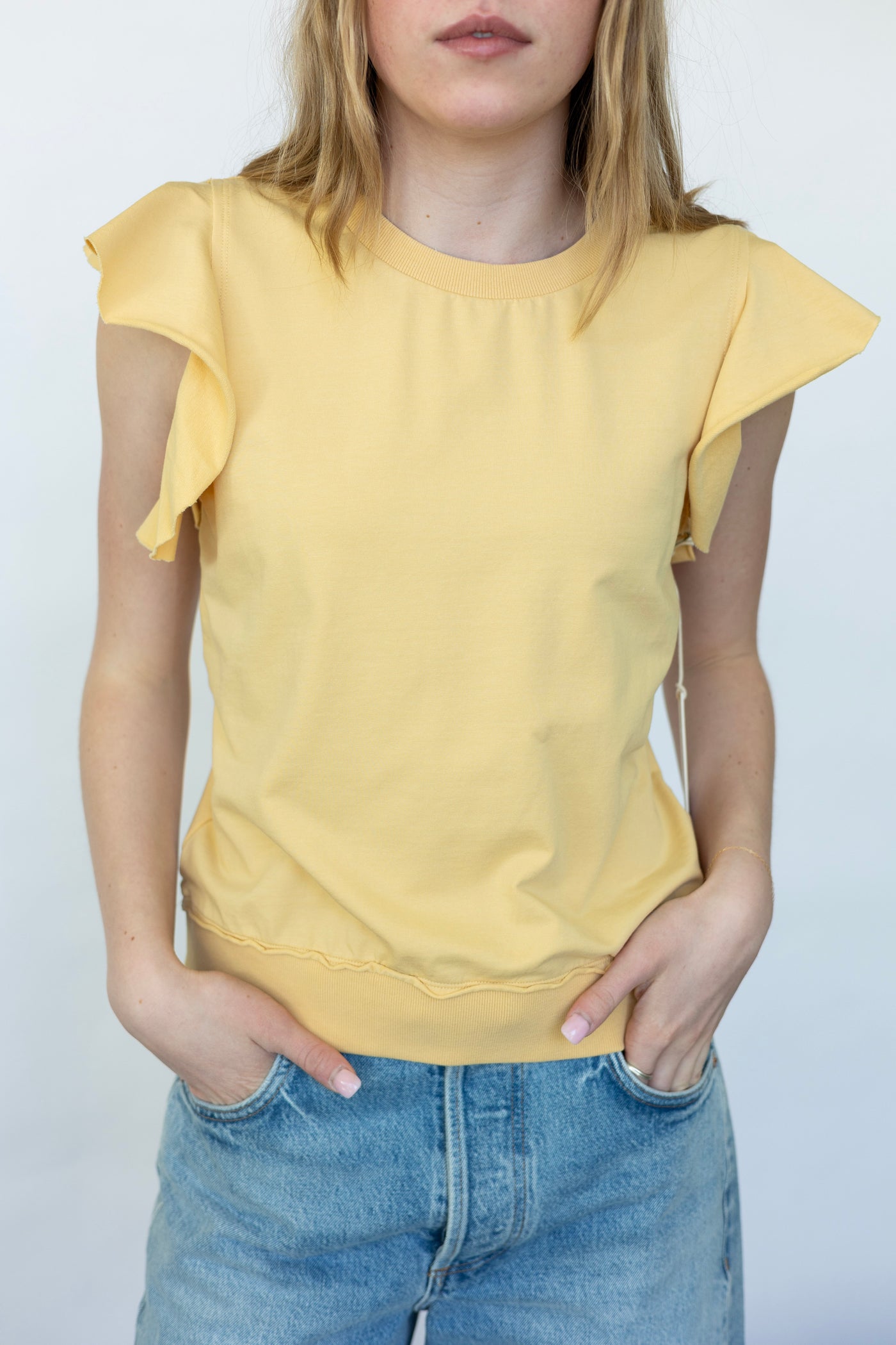 Yellow short sleeve blouse