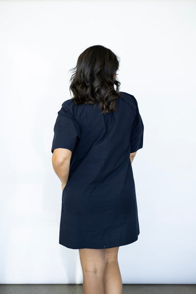 Classy navy blue dress for women