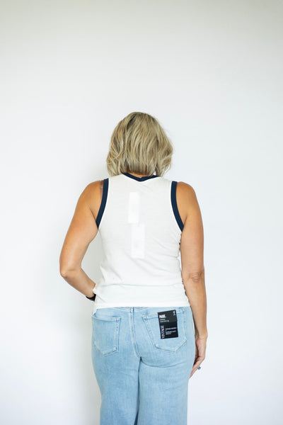 Women's everyday basic tank (navy and white)