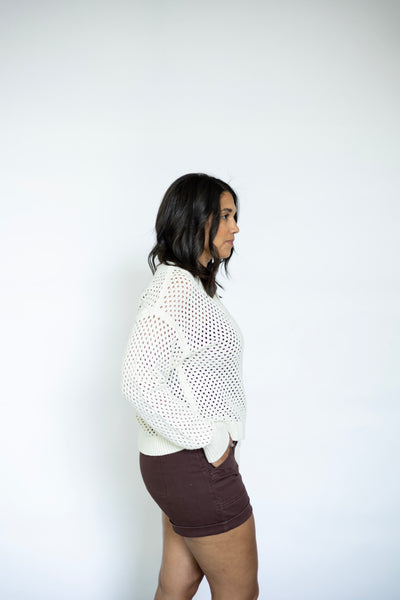 Women's open knit sweater
