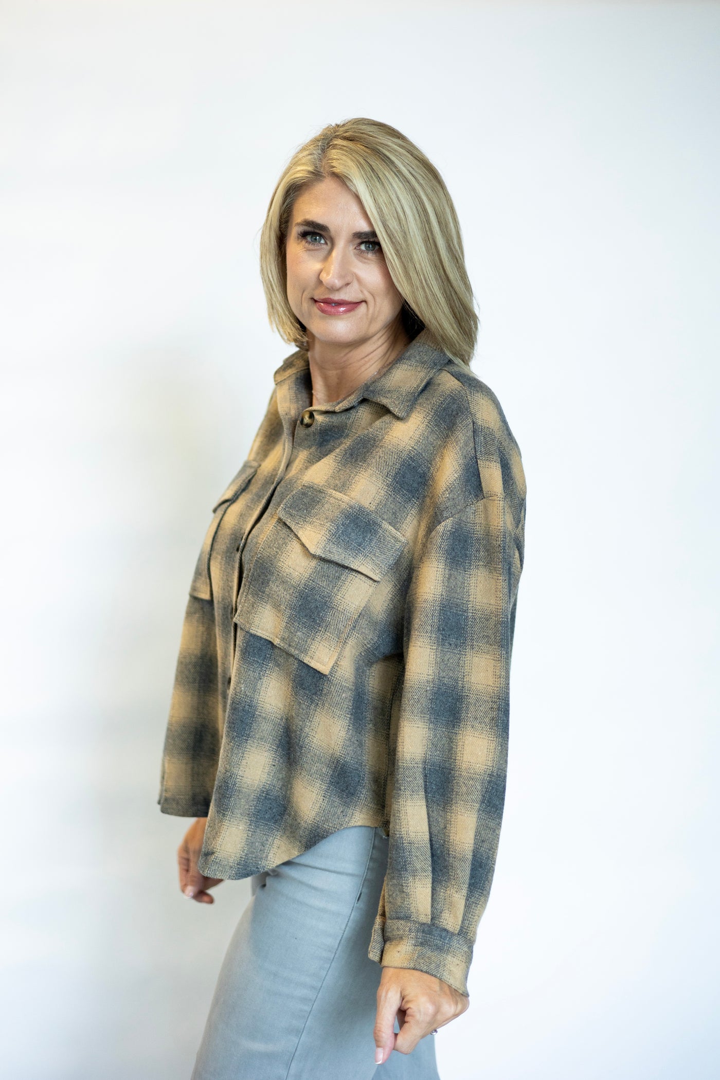 Mixed Color Plaid Shacket