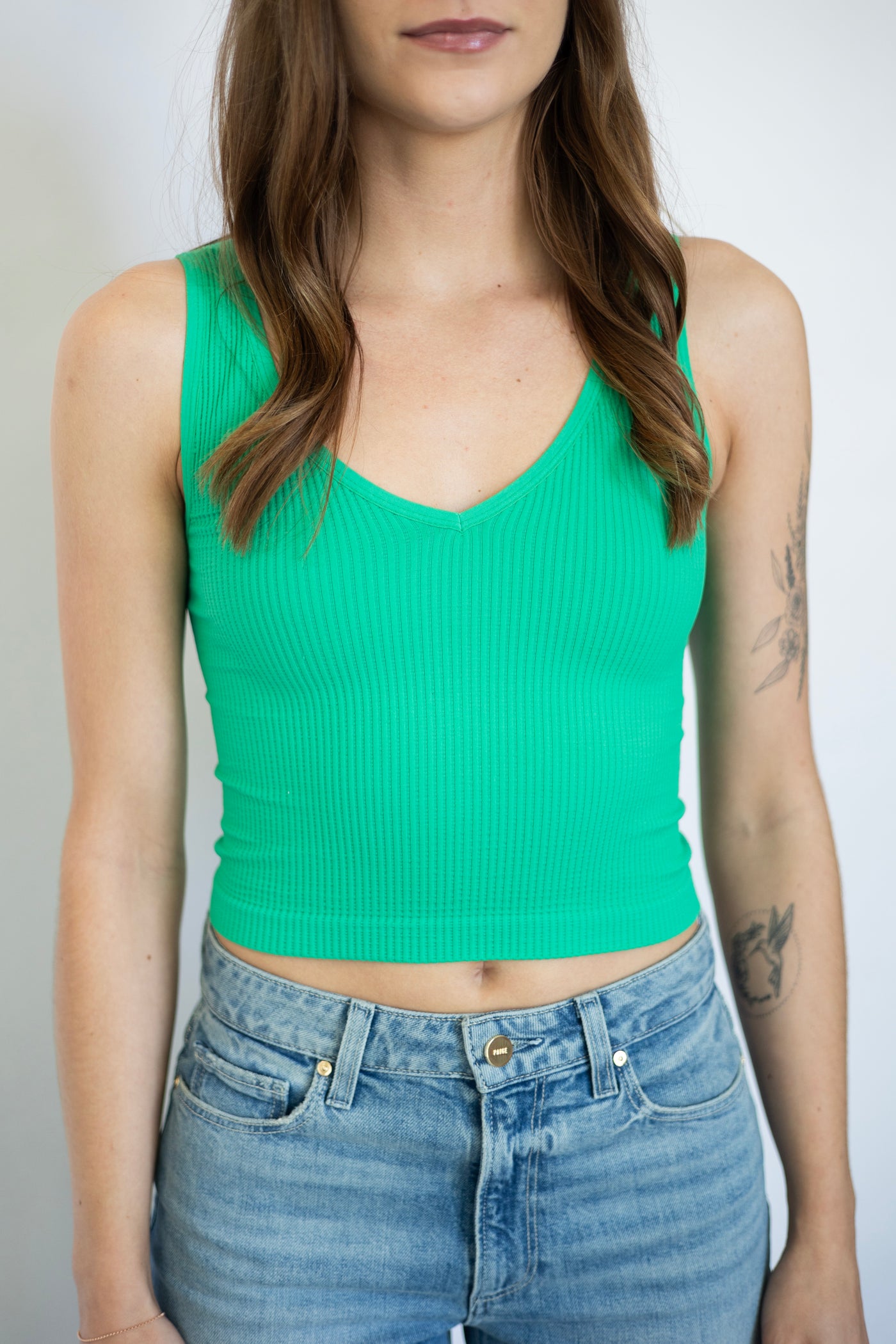 V-Neck Ribbed Crop Top