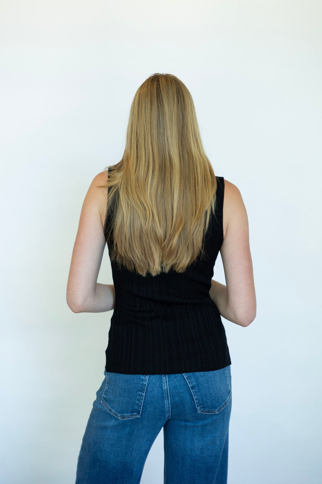 High neck black tank