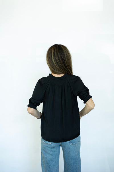 Black classic half sleeve blouse 
