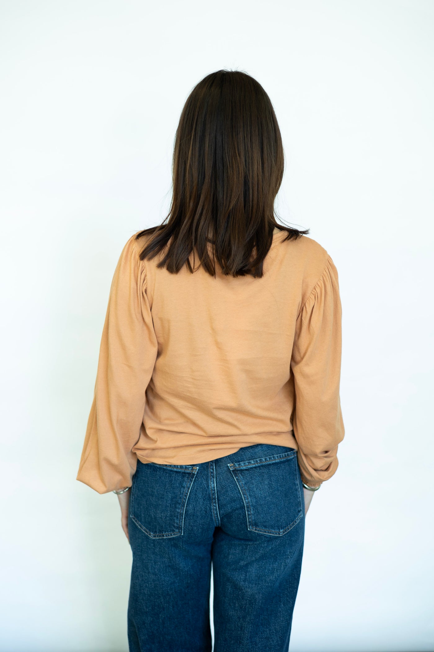 Orange long sleeve elevated basic tee