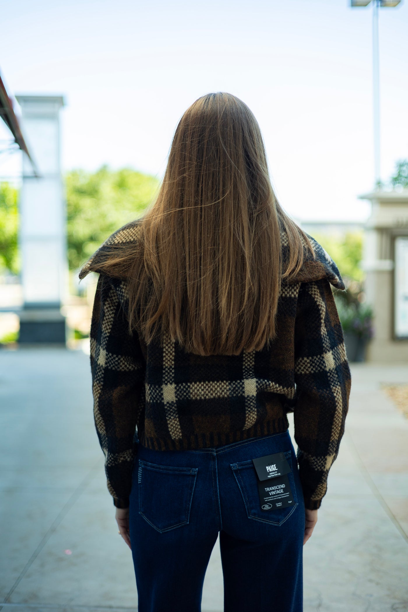 Cropped, plaid zip up jacket