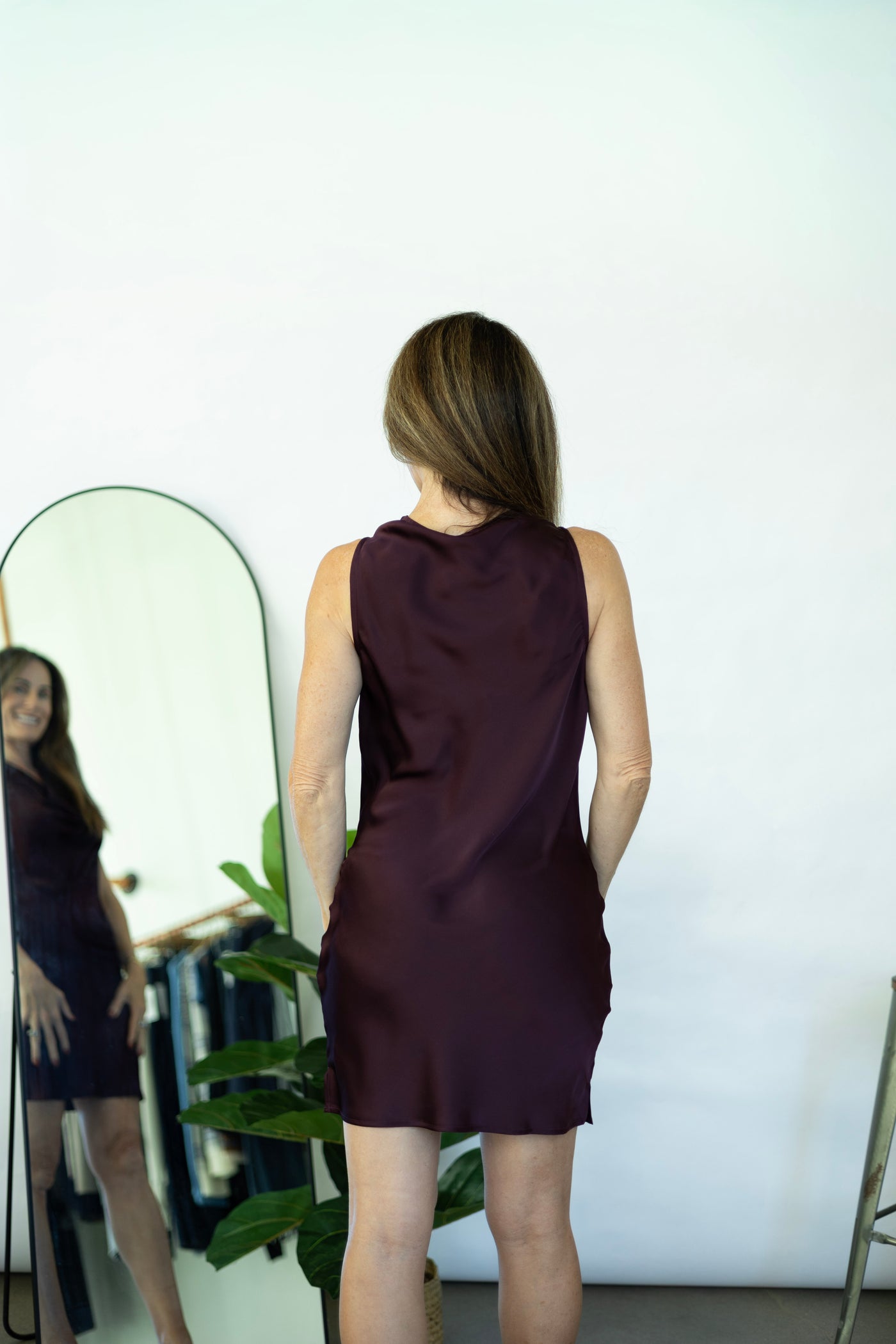 Cowl Neck Sleeveless Satin Slip Dress