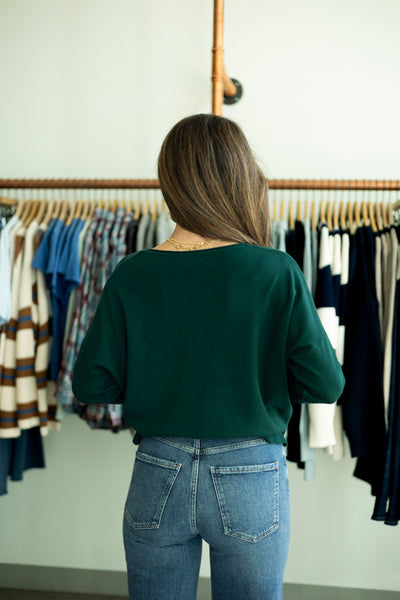Lightweight, dark green sweater