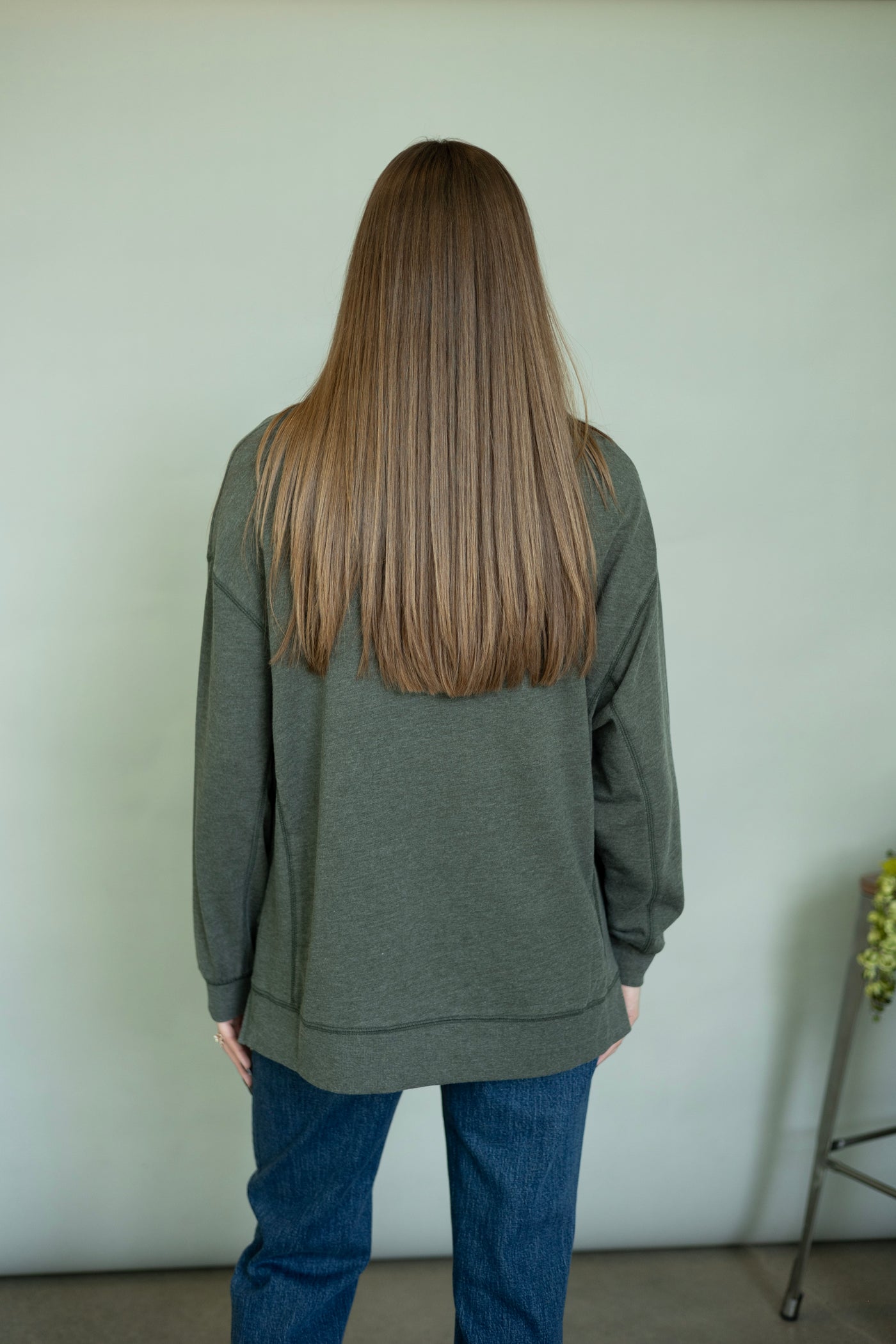 Cozy green long sleeve shirt for women