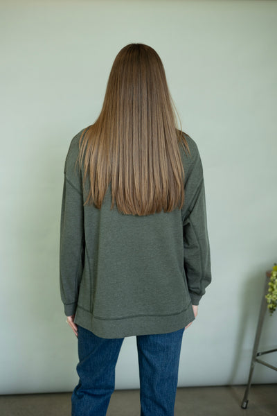 Cozy green long sleeve shirt for women