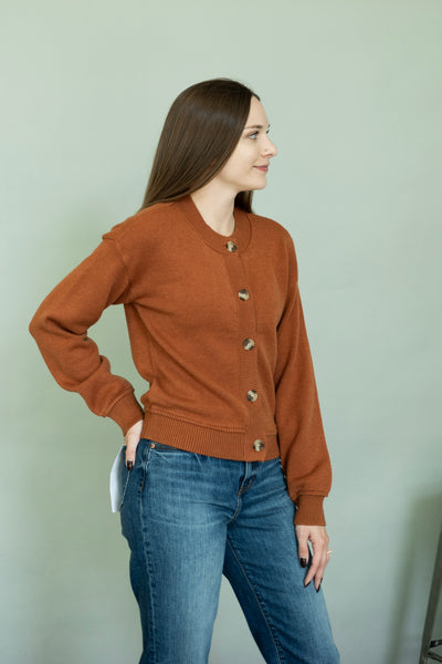Orange cardigan sweater