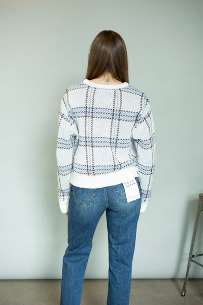 Blue & brown plaid sweater