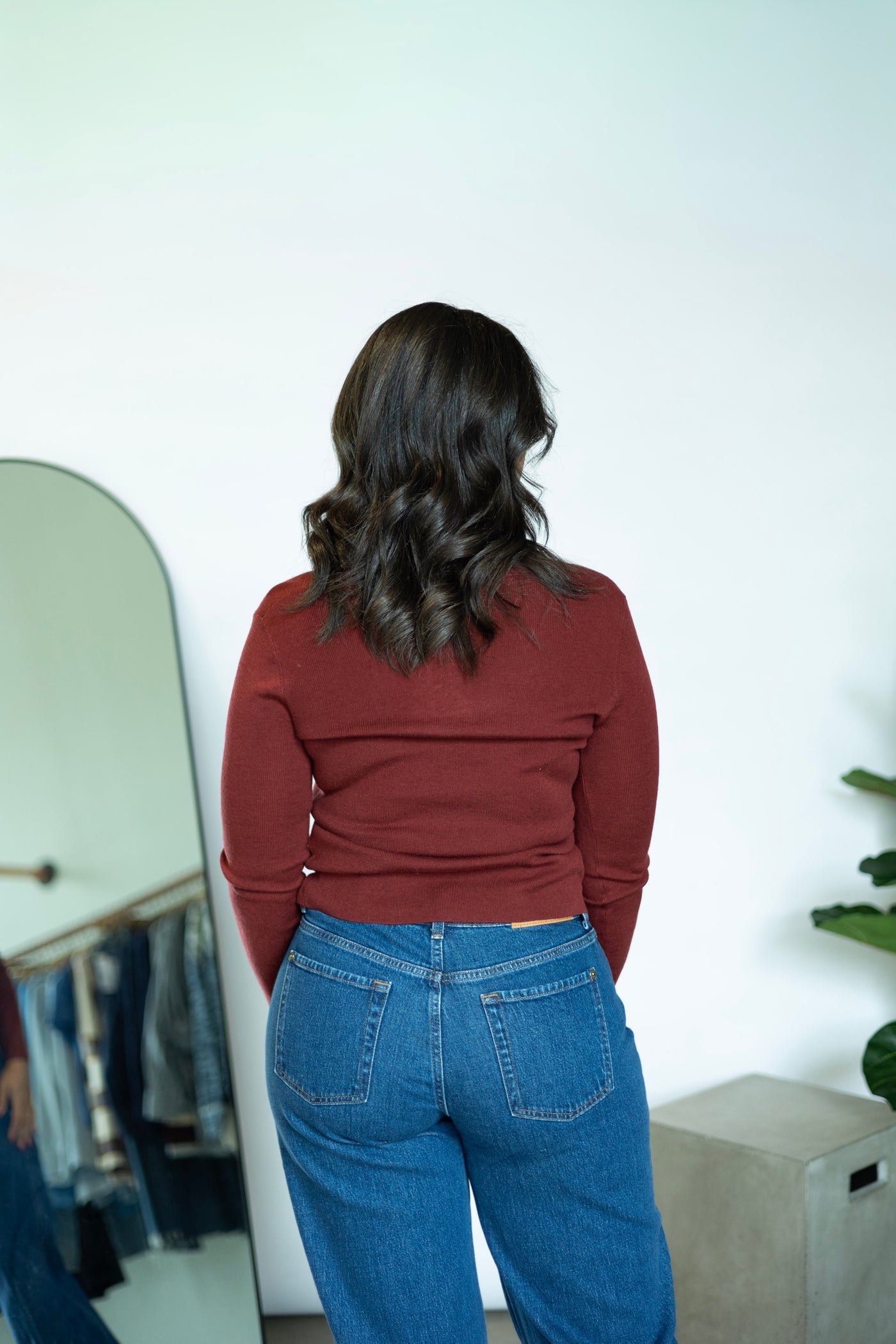 V Neck Button Closure Knit Top