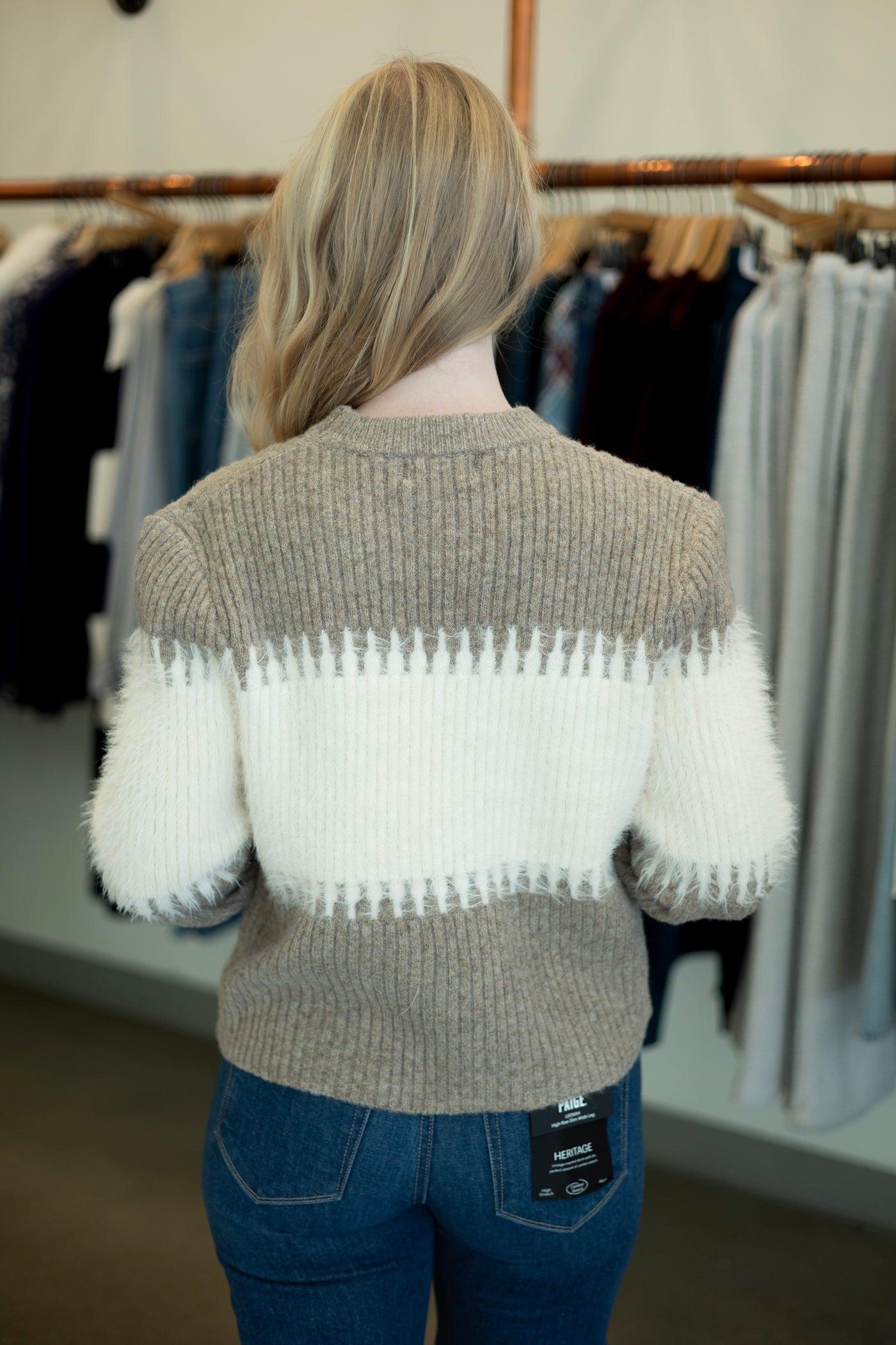 Multi-textured sweater for women