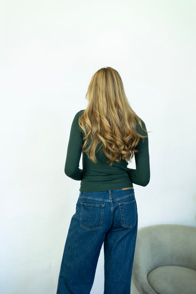 Green mock neck long sleeve