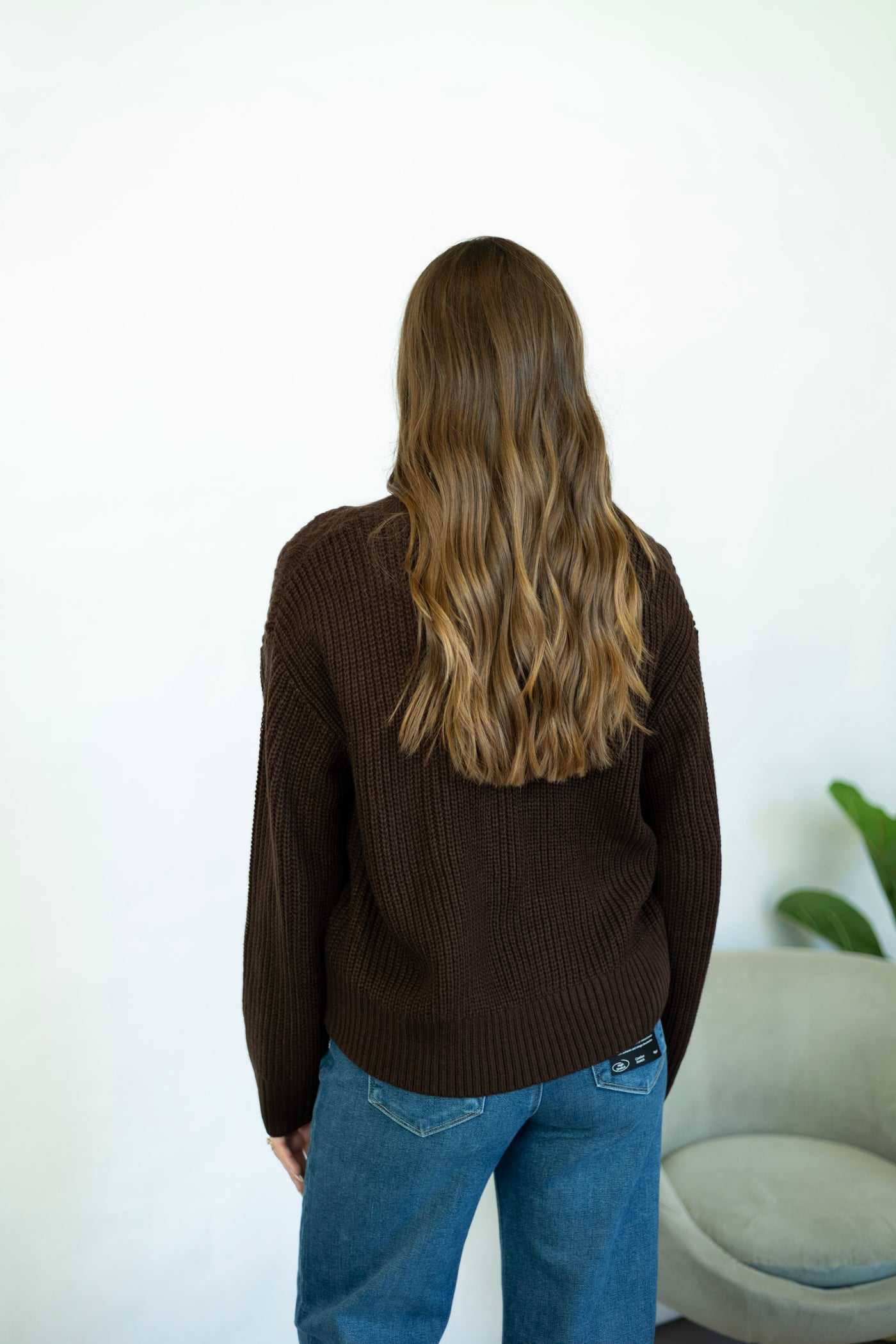 Classic brown v-neck sweater for women