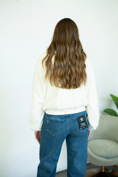 Fuzzy white jacket for women