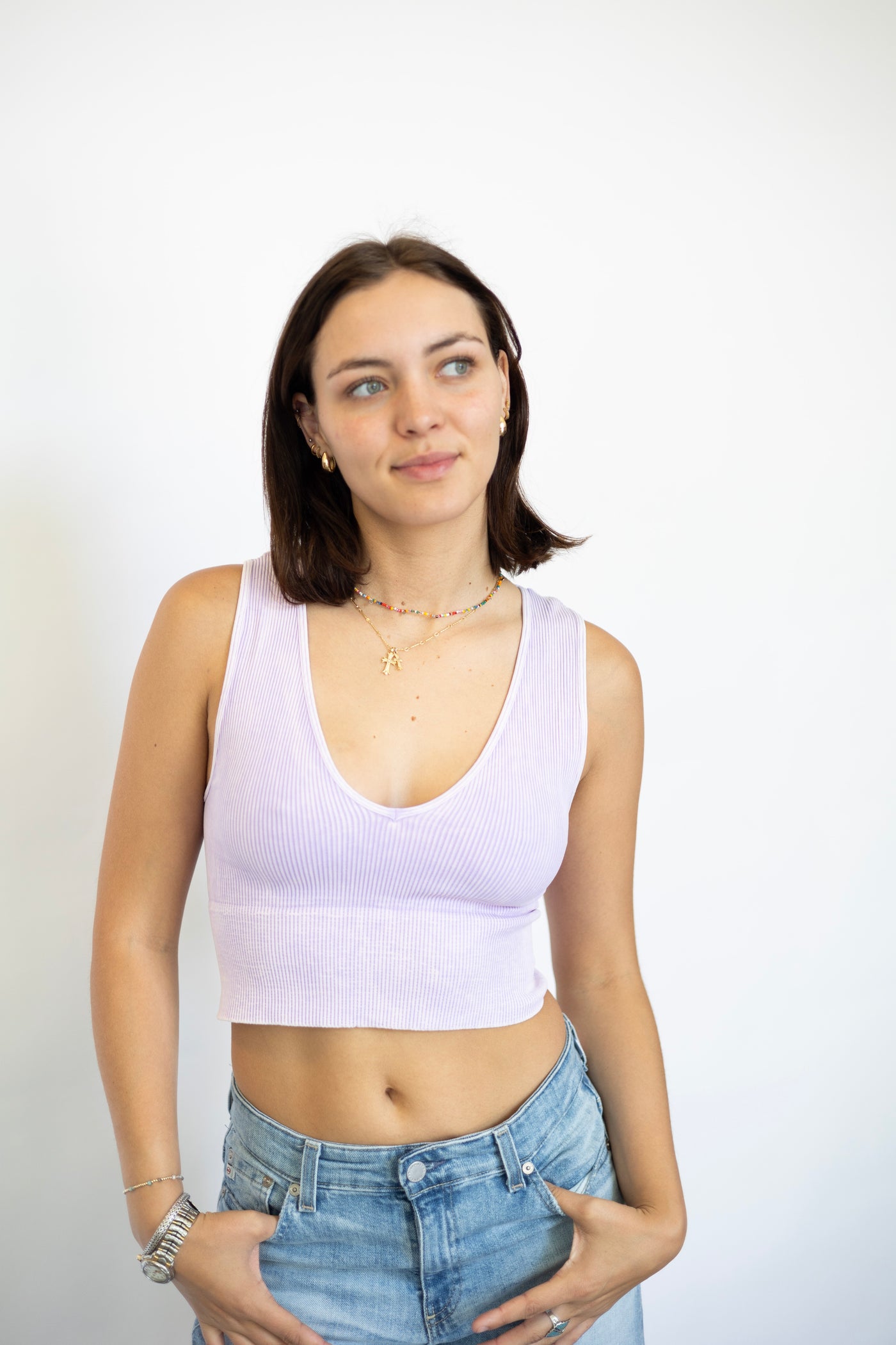 Vintage Plunge V-Neck Crop