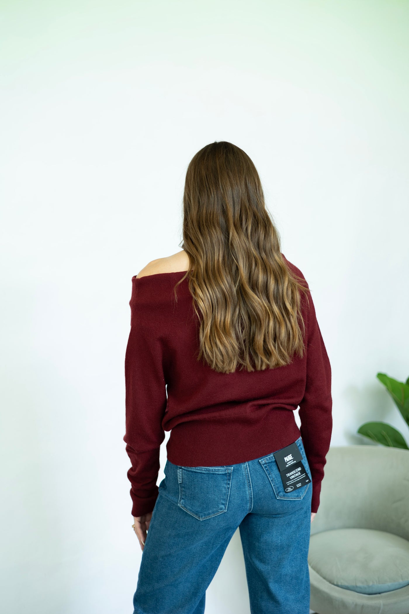 Crimson off the shoulder sweater