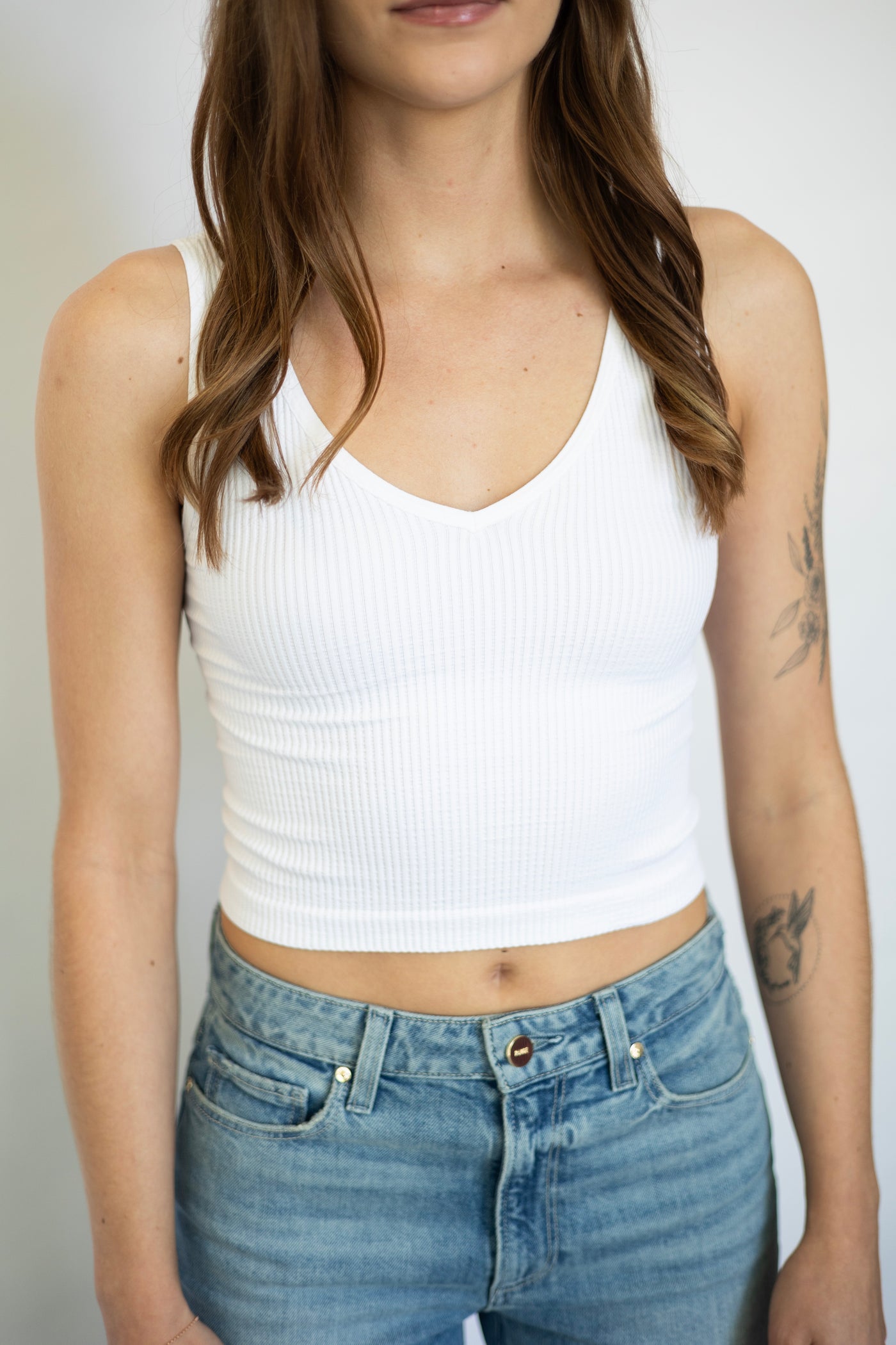 V-Neck Ribbed Crop Top