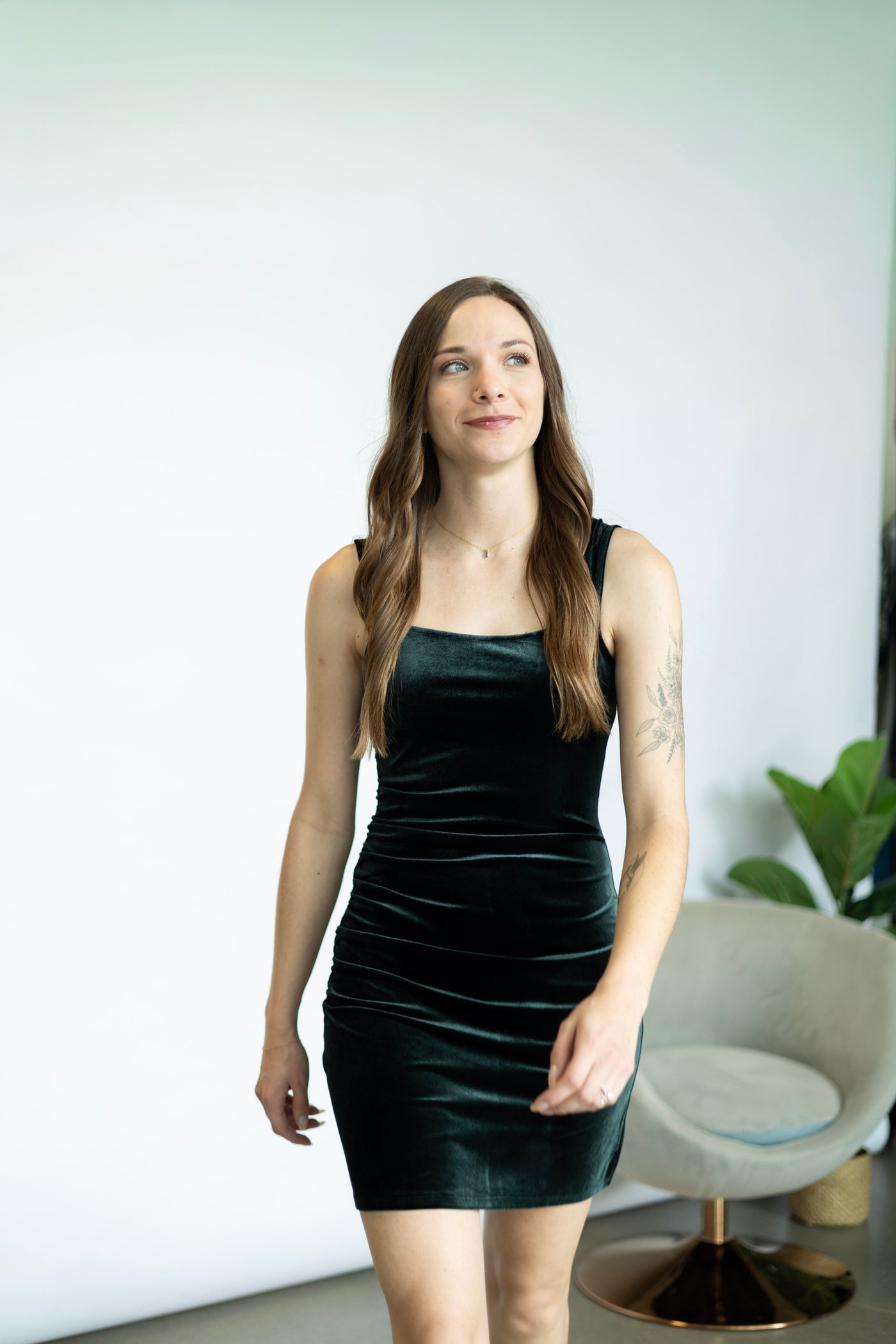 Dark green, Velvet, cocktail dress