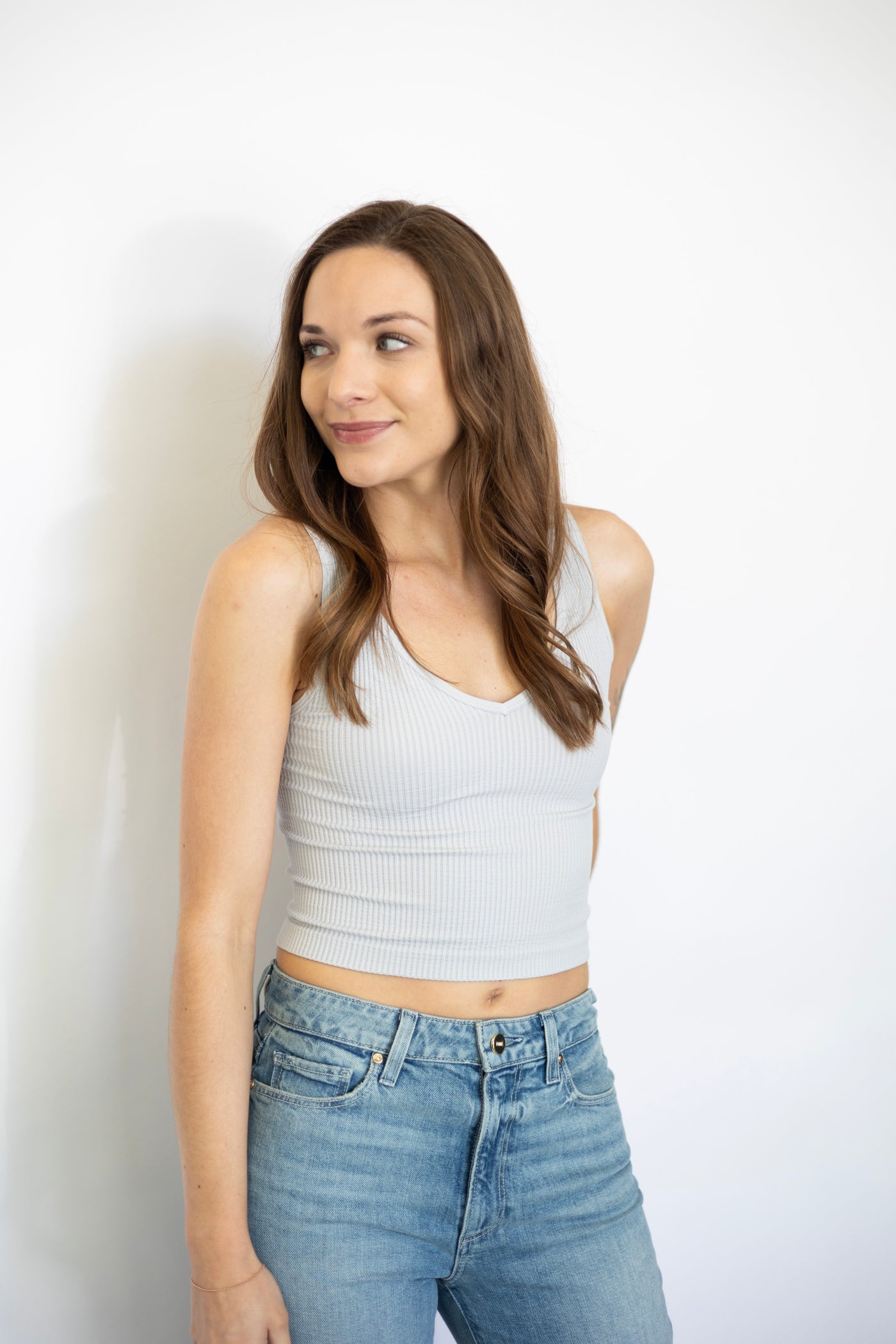 V-Neck Ribbed Crop Top