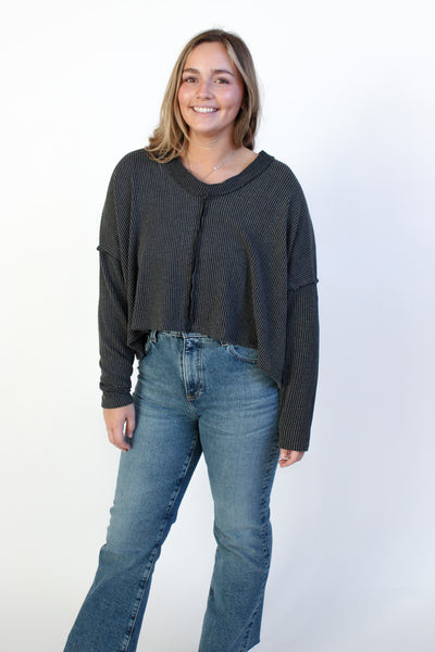 Ribbed V-Neck Top