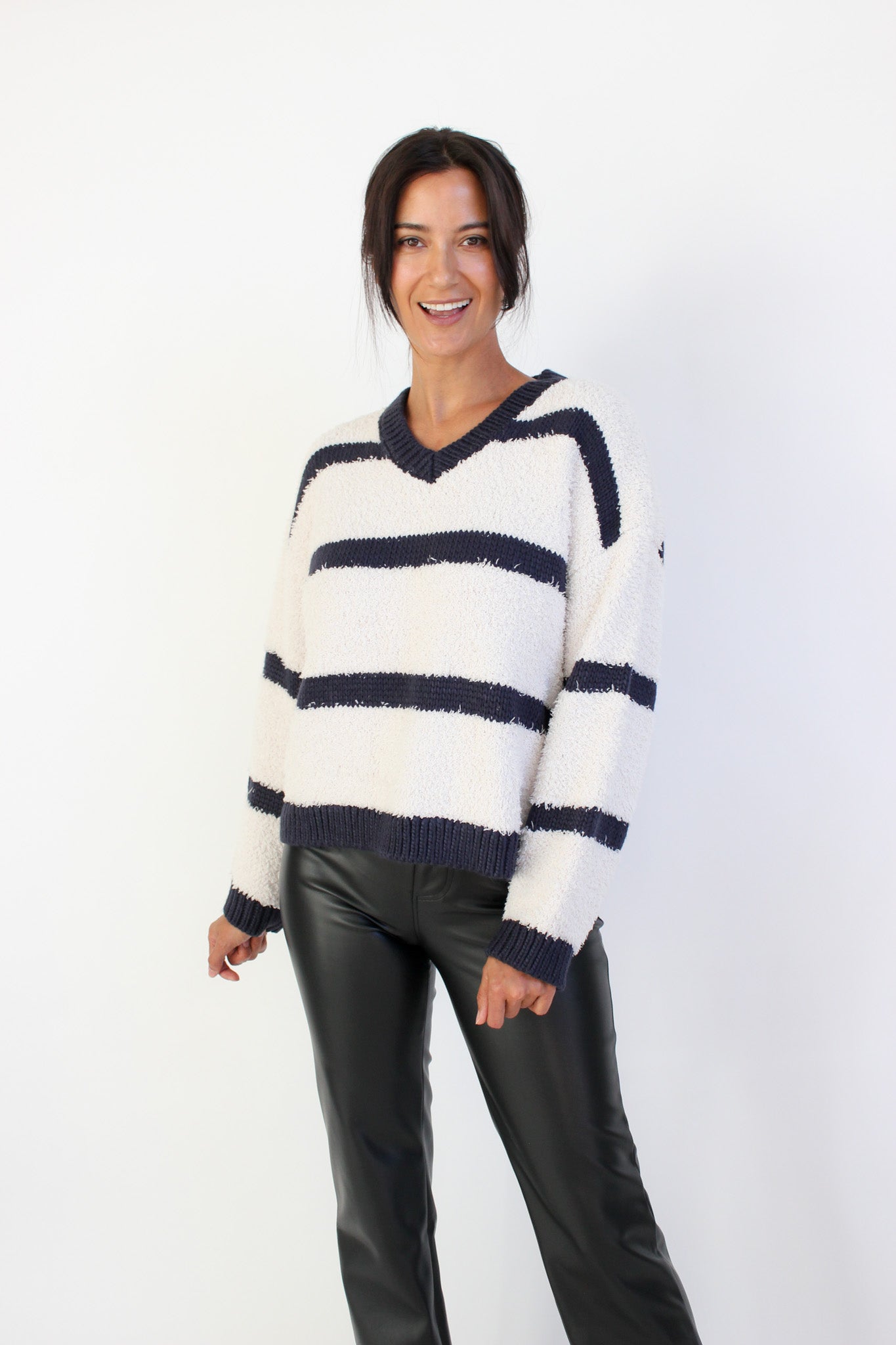 Grace Fuzzy V Neck Sweater