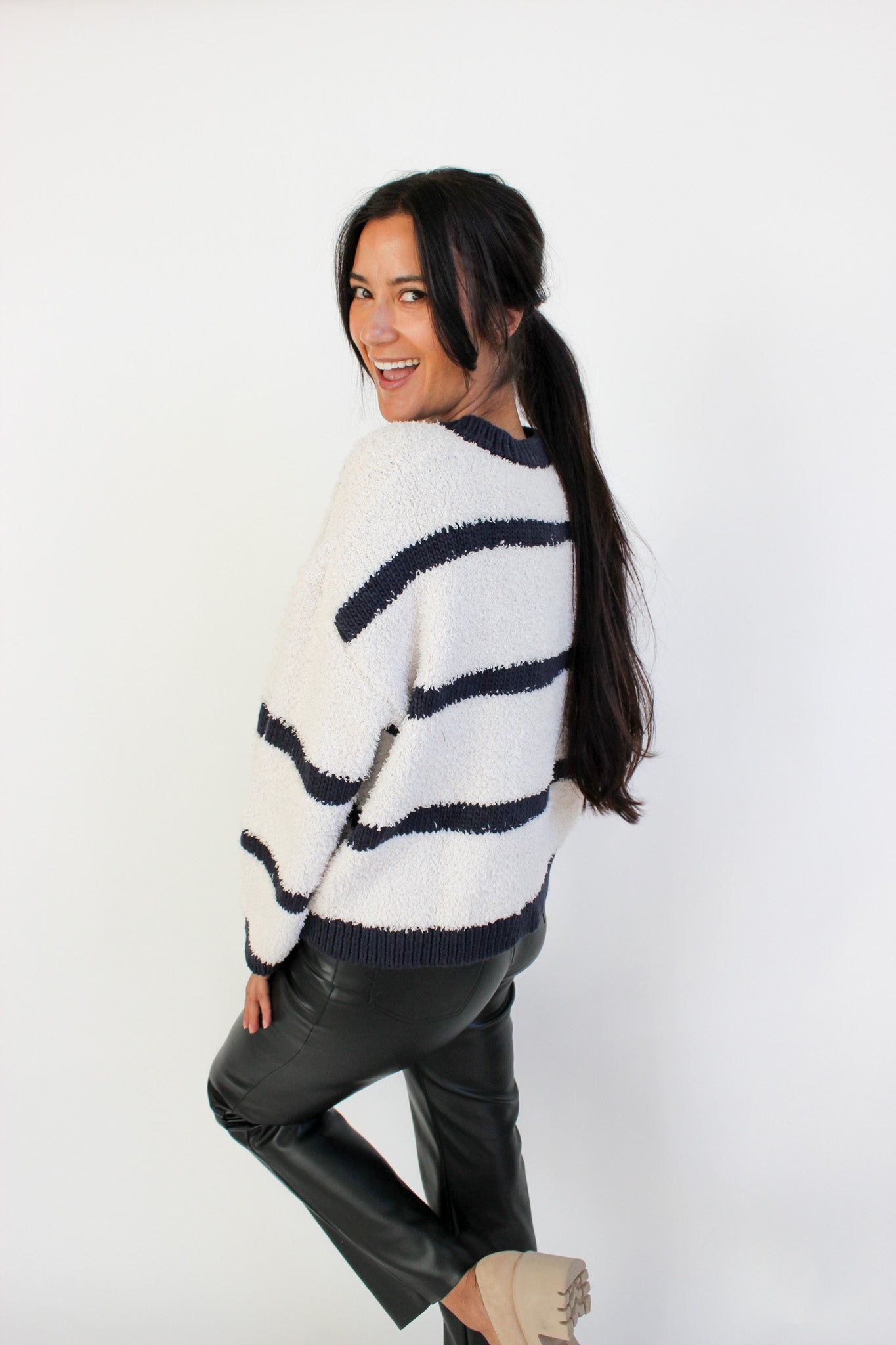 Grace Fuzzy V Neck Sweater