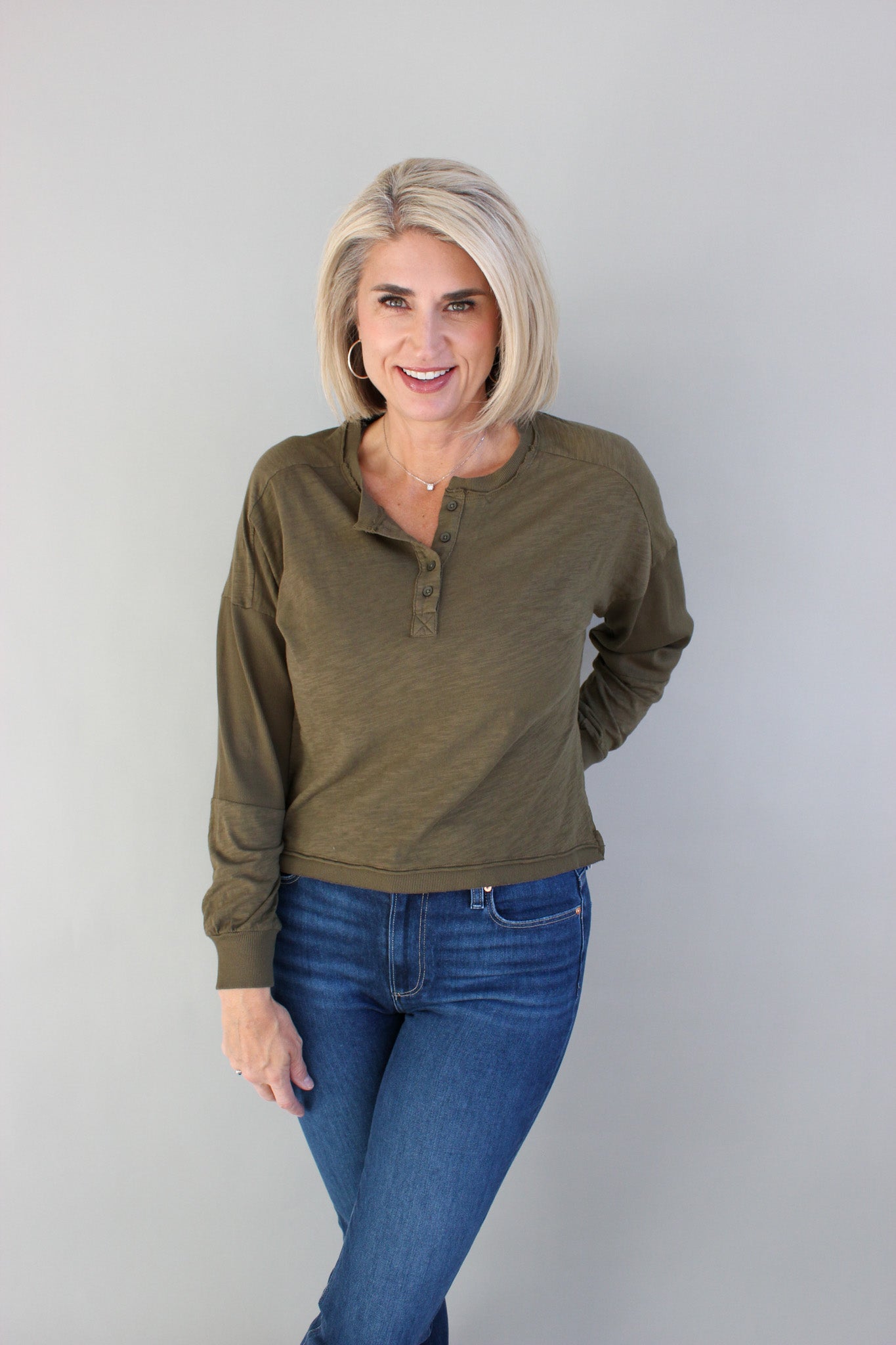 Rib Inset Boxy Henley
