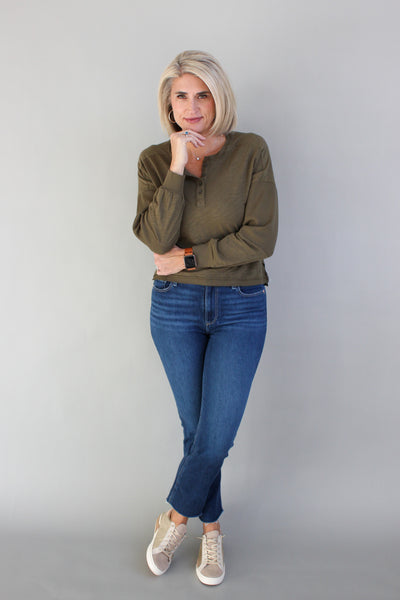 Rib Inset Boxy Henley