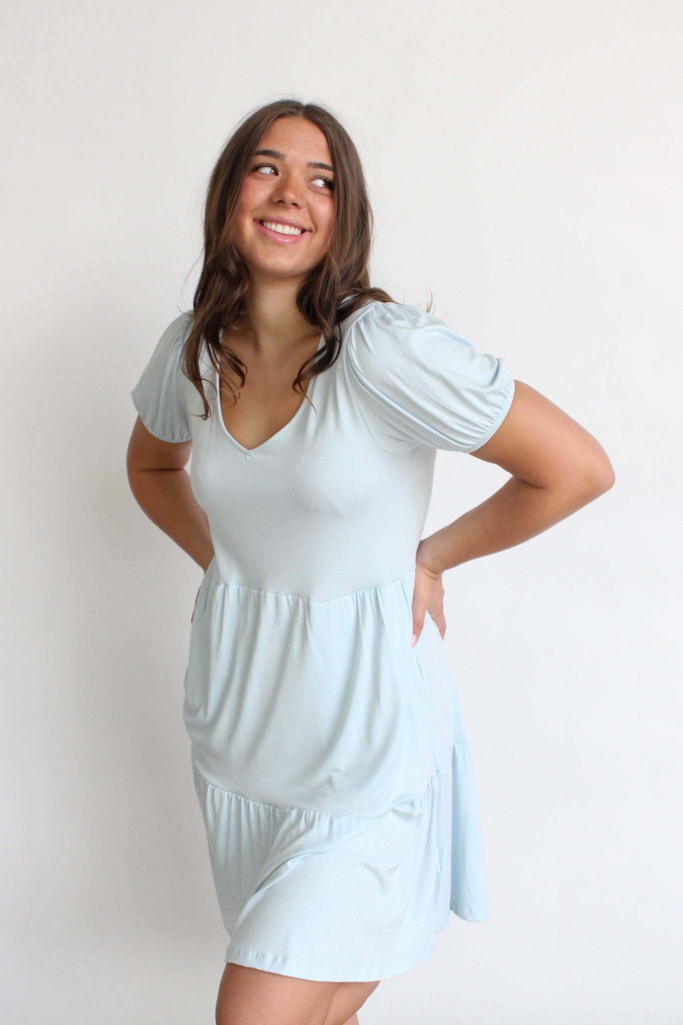 V-Neck Babydoll Dress